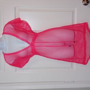 Neon Pink Fishnet Cover-Up
